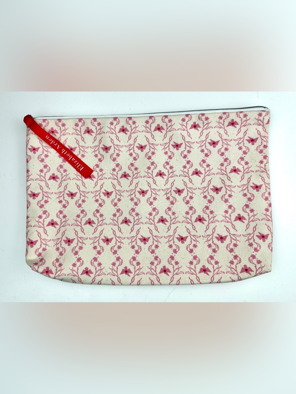 Elizabeth Arden x Sparrow Society Floral Cosmetic Makeup Bag Pink Cotton NEW